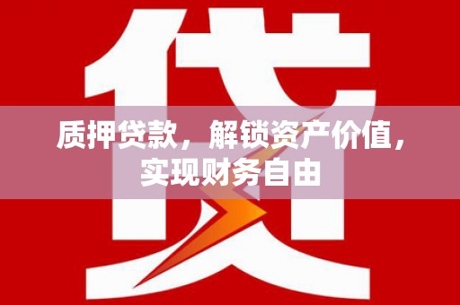 禄丰质押贷款，解锁资产价值，实现财务自由