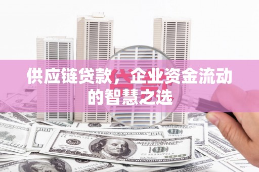 港南供应链贷款，企业资金流动的智慧之选